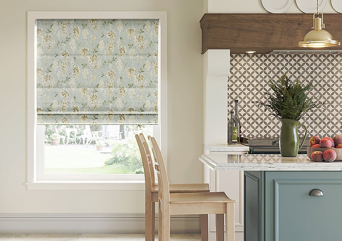 Wisteria Silk, Subtle Blue - Motorised Roman Blind - Image 3
